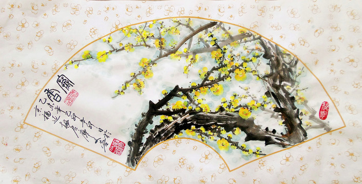 國畫梅花扇面
