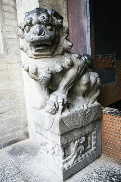 山西王家大院 石獅雕塑 石獅