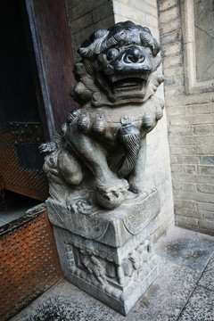 山西王家大院 石獅雕塑