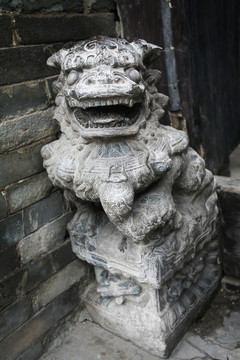 山西王家大院 石獅雕塑