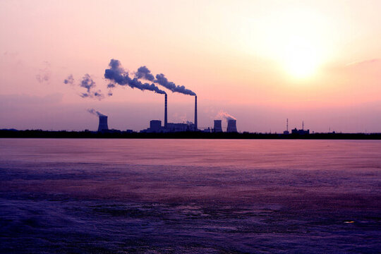 黃昏 日落 夕陽 熱電廠 落日