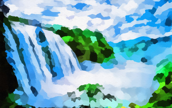 油畫瀑布
