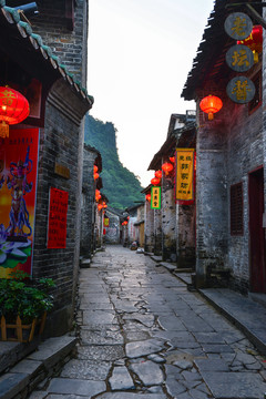 黃姚古鎮(zhèn)石板街燈籠