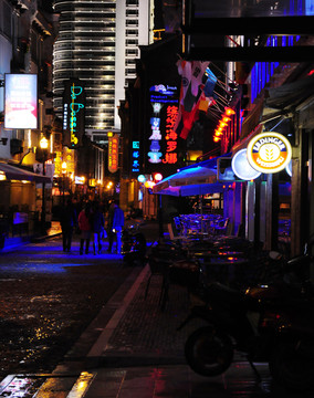 夜景酒吧霓虹燈老外灘