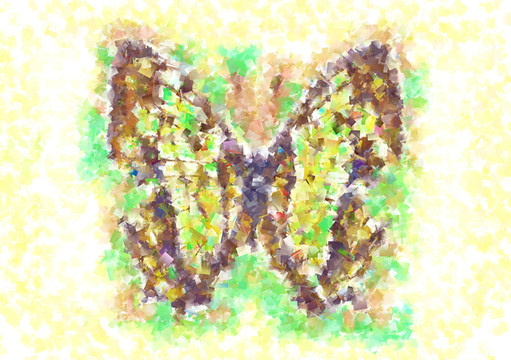 蝴蝶 高清抽象油畫畫芯圖片 油