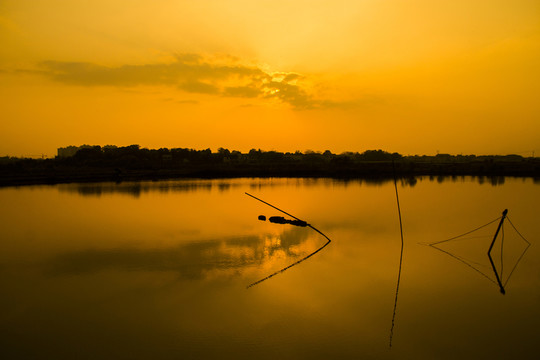 池塘落日夕陽(yáng)