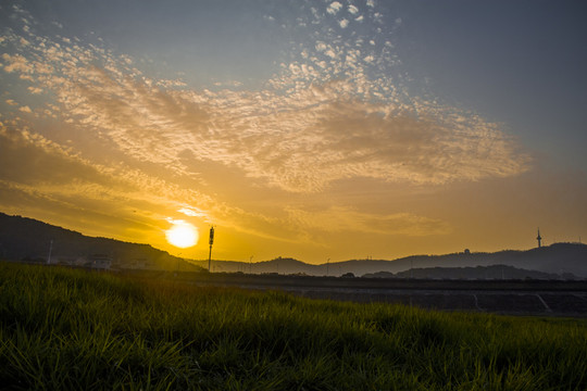 長沙湘江風光帶夕陽