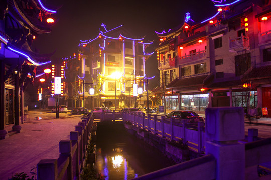 四川瀘州敘永魚鳧古街夜景