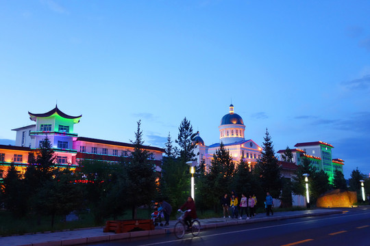 林區(qū)小鎮(zhèn)夜景