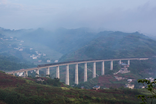 隆黃鐵路敘永火車過(guò)橋