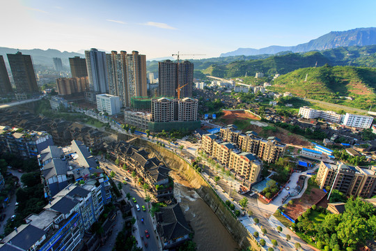 敘永新區(qū)高樓大廈樓群俯視鳥瞰