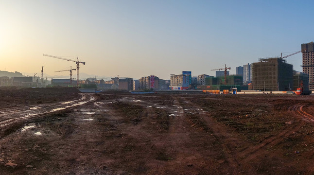 敘永新區(qū)建筑工地傍晚黃昏