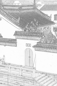 蘇州古鎮(zhèn)線描效果（未分層）