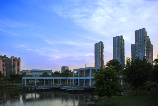 藍(lán)天 建筑 溫州白鹿洲公園