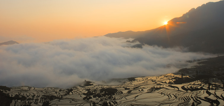元陽(yáng)梯田的日出