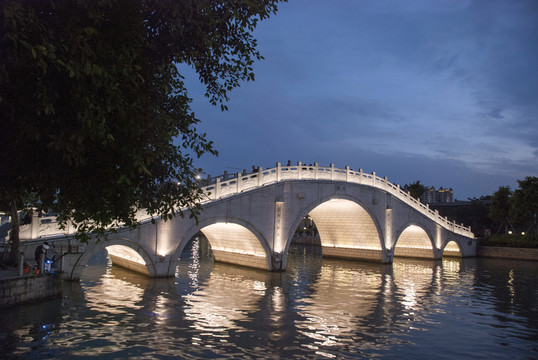 拱橋 夜景 溫州南塘