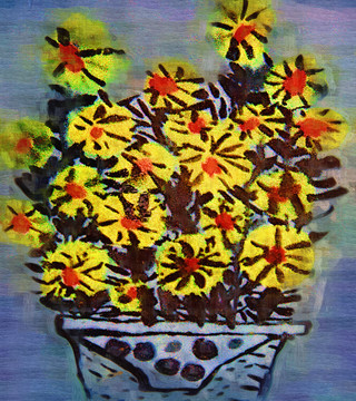 油畫(huà) 花盆