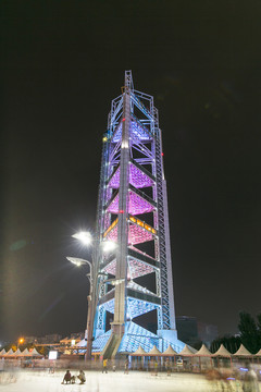 北京奧林匹克森林公園玲瓏塔夜景