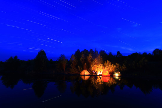 湖泊星空星軌