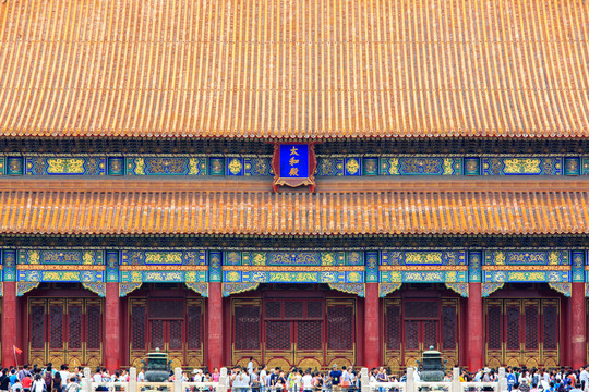 北京故宮太和殿正面近景局部特寫