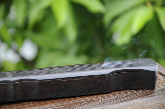 古琴式黑檀木香爐