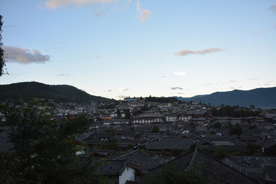 霞光 傍晚 古鎮(zhèn) 藍(lán)天白云