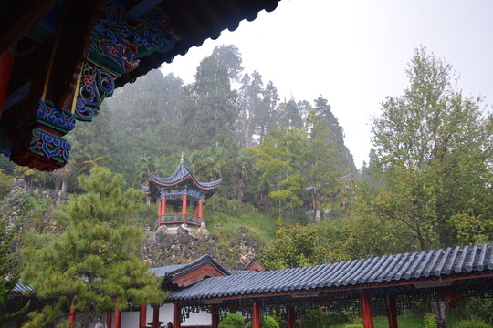 園林 樹(shù)林古建筑 涼亭