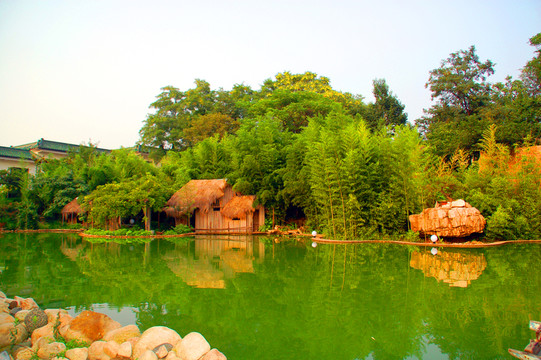 竹泉村 湖水風(fēng)景 河岸風(fēng)光