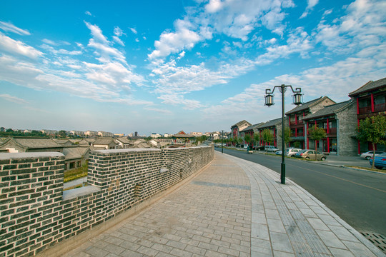城墻 路燈 仿古建筑