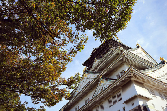 日本大阪城天守閣仰視
