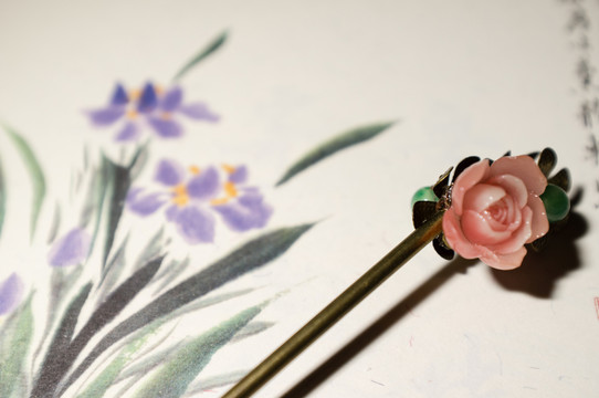 玫瑰花珠釵