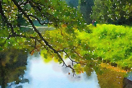 水彩 裝飾風(fēng)景畫(huà)