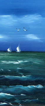 風(fēng)景油畫(huà) 大海 藍(lán)天