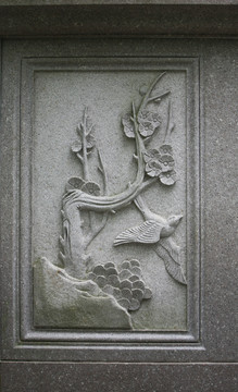 石雕藝術(shù) 小鳥 花卉