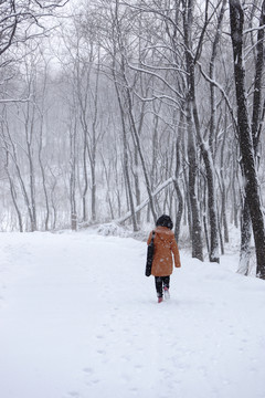 樹林 雪景 美女