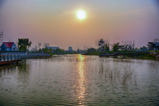 校園夕陽晚照攝影