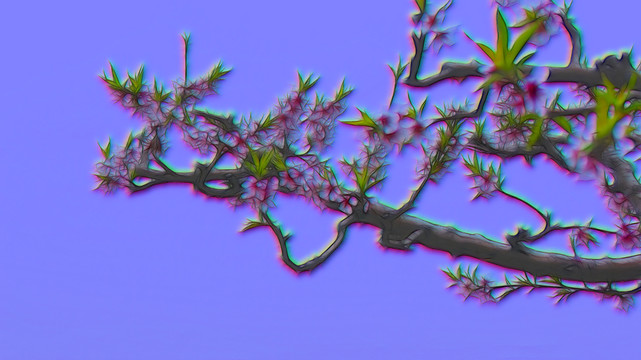 桃花枝 裝飾畫