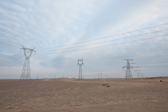 戈壁灘輸電線路
