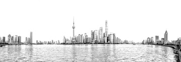 上海浦東全景線描（未分層）