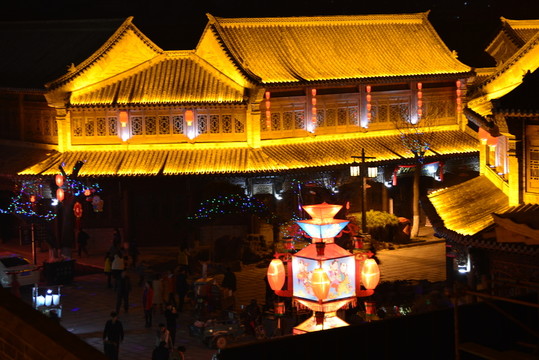 古城 古城夜景 古建筑 燈火