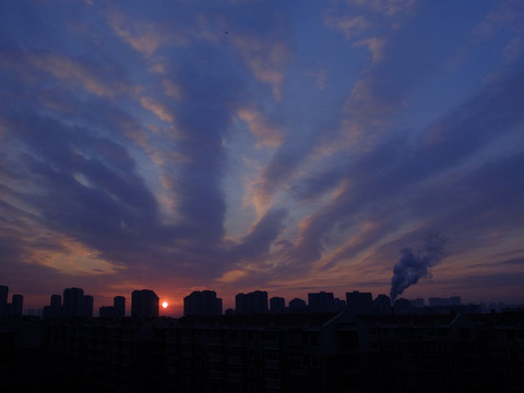 日出 朝霞 剪影