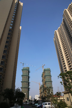 高層住宅小區(qū) 在建大樓