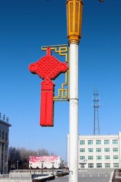 路燈亮化 路燈桿 中國(guó)結(jié) 亮化