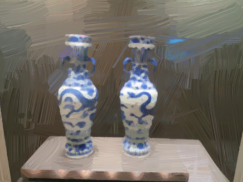 油畫 花瓶