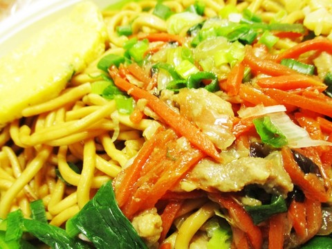 蔥油肉絲煎蛋面 蔥油煎蛋面