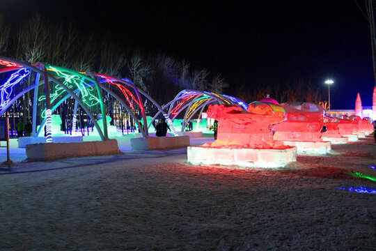 冰雕 冰雪 建筑 冰燈 夜景