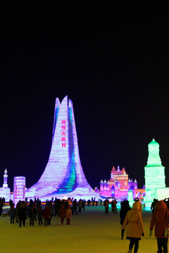 冰雕 冰雪 建筑 冰燈 夜景