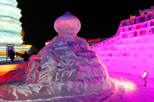 冰雕 冰雪 建筑 冰燈 夜景