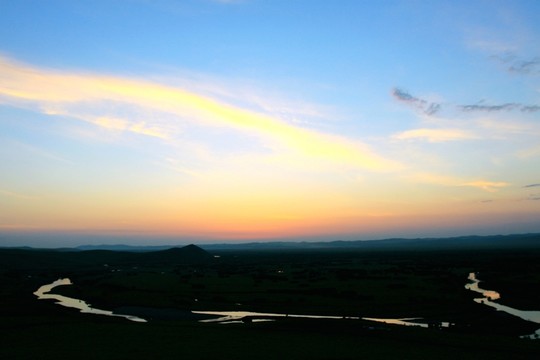 根河濕地日落景觀