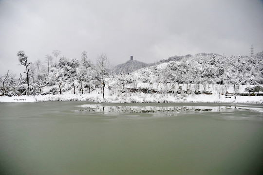 雪中遠(yuǎn)觀習(xí)源樓